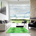 Machine Washable Transitional Neon Green Rug in a Kitchen, wshpat3089grn