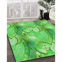 Patterned Neon Green Rug, pat3089grn