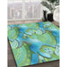 Machine Washable Transitional Turquoise Green Rug in a Family Room, wshpat3089lblu