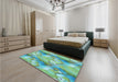 Patterned Turquoise Green Rug in a Bedroom, pat3089lblu