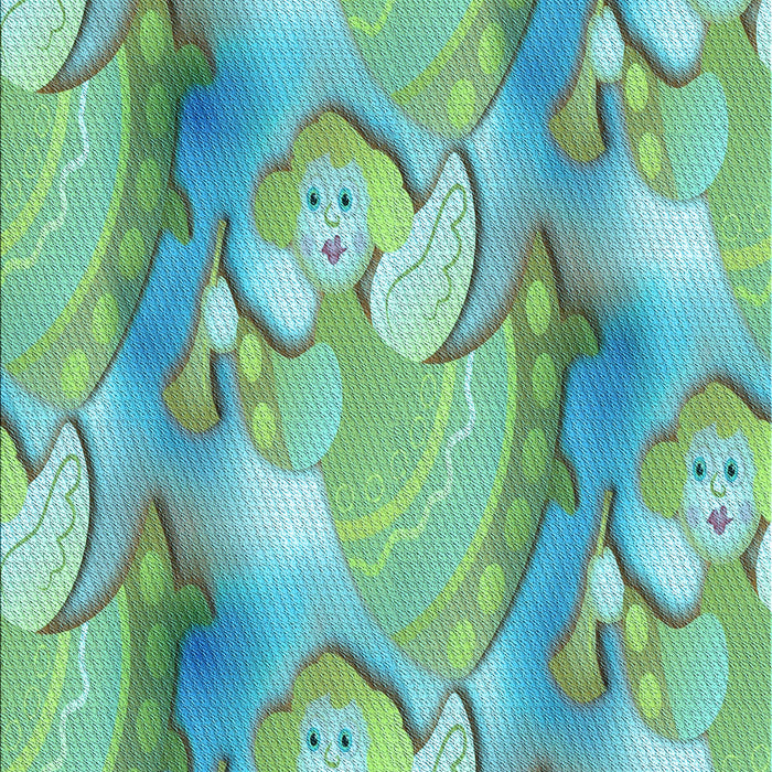 Patterned Turquoise Green Rug, pat3089lblu