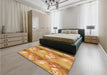 Patterned Neon Orange Rug in a Bedroom, pat3089org