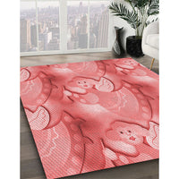 Patterned Light Coral Pink Rug, pat3089rd