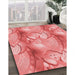 Patterned Light Coral Pink Rug in Family Room, pat3089rd