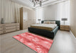 Patterned Light Coral Pink Rug in a Bedroom, pat3089rd