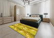 Patterned Yellow Rug in a Bedroom, pat3089yw