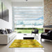 Square Patterned Yellow Rug in a Living Room, pat3089yw