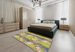 Patterned Brown Novelty Rug in a Bedroom, pat3089