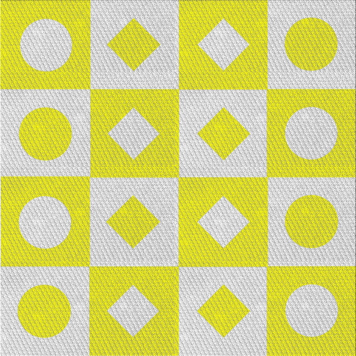 Square Patterned Olive Green Novelty Rug, pat308
