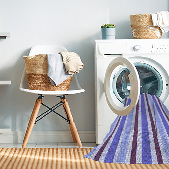 Machine Washable Transitional Slate Blue Rug in a Washing Machine, wshpat309blu