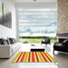 Square Patterned Orange Red Orange Rug in a Living Room, pat309yw