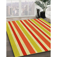 Patterned Orange Red Orange Rug, pat309yw