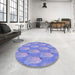 Round Patterned Purple Mimosa Purple Rug in a Office, pat3090blu