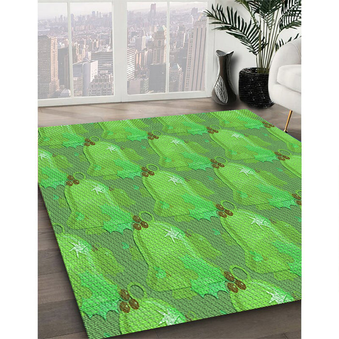 Machine Washable Transitional Dark Lime Green Rug in a Family Room, wshpat3090grn