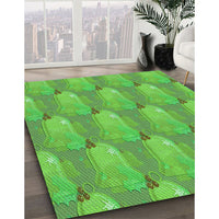 Patterned Dark Lime Green Rug, pat3090grn