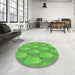 Round Patterned Dark Lime Green Rug in a Office, pat3090grn