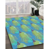 Patterned Deep-Sea Green Rug, pat3090lblu