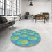 Round Patterned Deep-Sea Green Rug in a Office, pat3090lblu