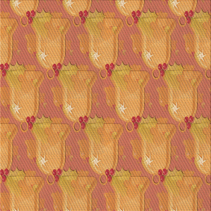 Round Patterned Orange Red Orange Rug, pat3090org