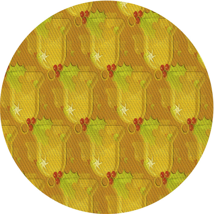 Square Machine Washable Transitional Deep Yellow Rug in a Living Room, wshpat3090yw