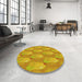 Round Patterned Deep Yellow Rug in a Office, pat3090yw