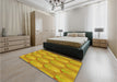 Patterned Deep Yellow Rug in a Bedroom, pat3090yw