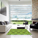 Square Patterned Olive Green Rug in a Living Room, pat3091grn