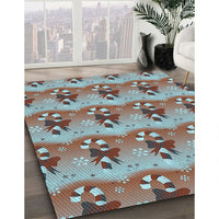 Patterned Sienna Brown Rug, pat3091lblu