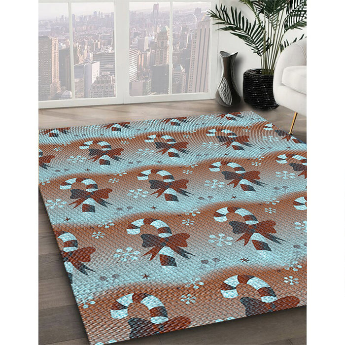 Patterned Sienna Brown Rug in Family Room, pat3091lblu