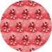 Square Patterned Pastel Red Pink Rug, pat3091rd
