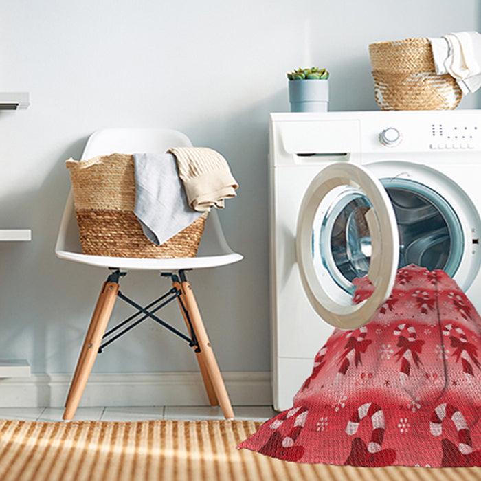 Machine Washable Transitional Pastel Red Pink Rug in a Washing Machine, wshpat3091rd