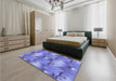 Patterned Purple Mimosa Purple Rug in a Bedroom, pat3092blu