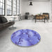 Round Patterned Purple Mimosa Purple Rug in a Office, pat3092blu