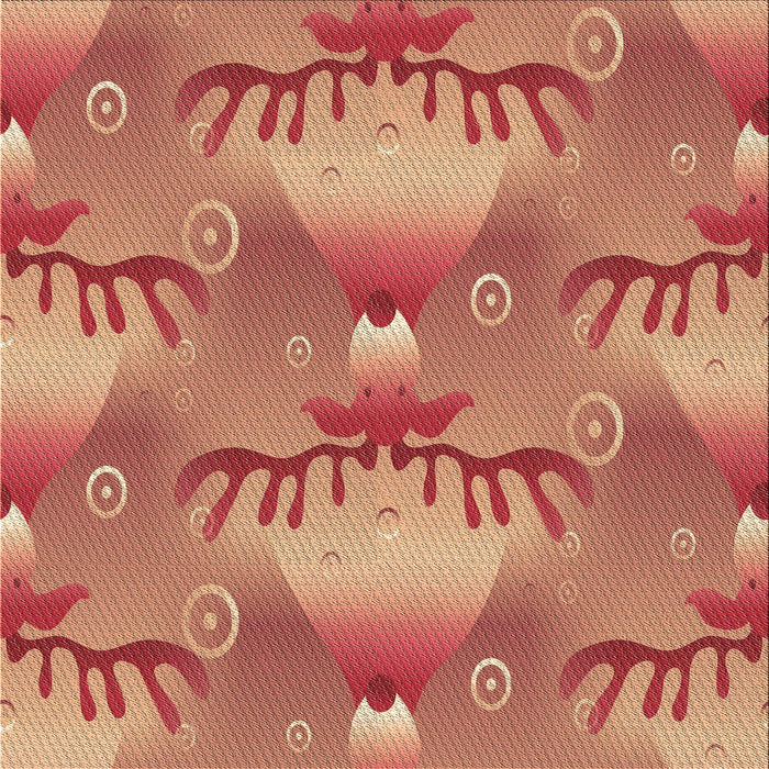 Round Patterned Red Rug, pat3092brn