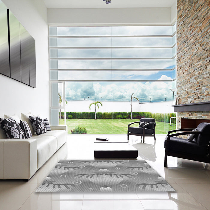 Machine Washable Transitional Cloud Gray Rug in a Kitchen, wshpat3092gry