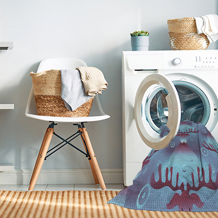 Machine Washable Transitional Crystal Blue Rug in a Washing Machine, wshpat3092lblu