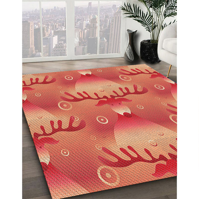 Machine Washable Transitional Orange Rug in a Family Room, wshpat3092org