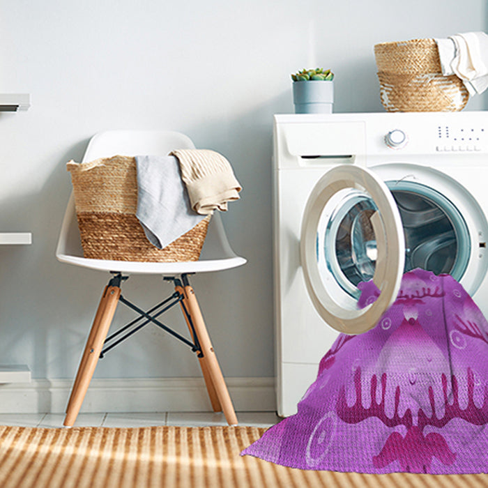 Machine Washable Transitional Fuchsia Magenta Purple Rug in a Washing Machine, wshpat3092pur