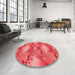 Round Patterned Red Rug in a Office, pat3092rd