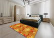 Patterned Orange Red Orange Rug in a Bedroom, pat3092yw