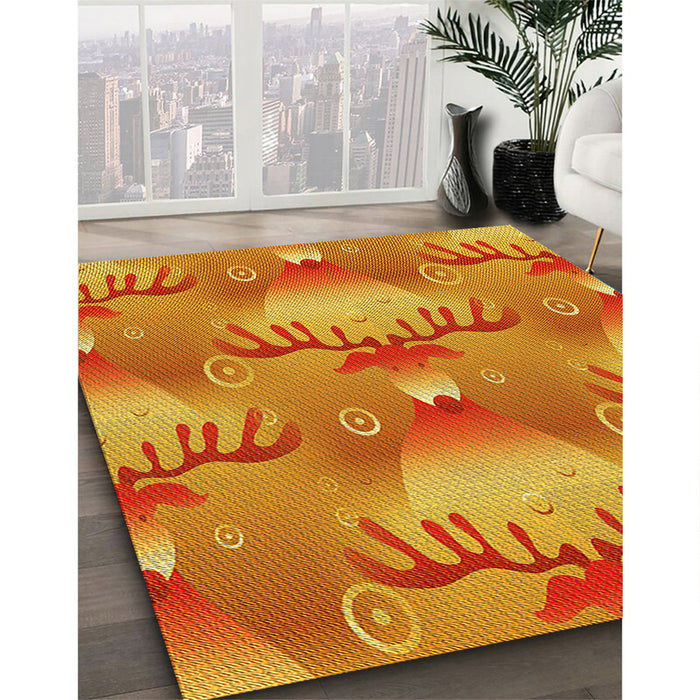 Machine Washable Transitional Orange Red Orange Rug in a Family Room, wshpat3092yw