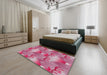 Patterned Pink Novelty Rug in a Bedroom, pat3092