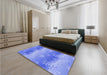 Patterned Blue Rug in a Bedroom, pat3093blu