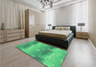 Patterned Spring Green Rug in a Bedroom, pat3093grn