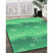 Machine Washable Transitional Spring Green Rug in a Family Room, wshpat3093grn