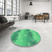 Round Patterned Spring Green Rug in a Office, pat3093grn