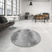 Round Patterned Cloud Gray Rug in a Office, pat3093gry