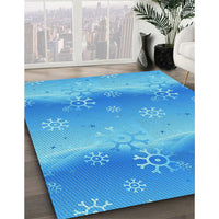 Patterned Neon Blue Rug, pat3093lblu