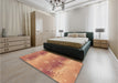 Patterned Red Rug in a Bedroom, pat3093org