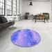 Round Patterned Purple Mimosa Purple Rug in a Office, pat3093pur